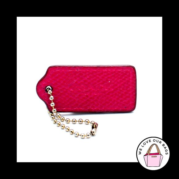2" COACH NEW YORK Pink Pebbled Leather Brass Key Fob Bag Charm Keychain Hang Tag - Picture 1 of 1